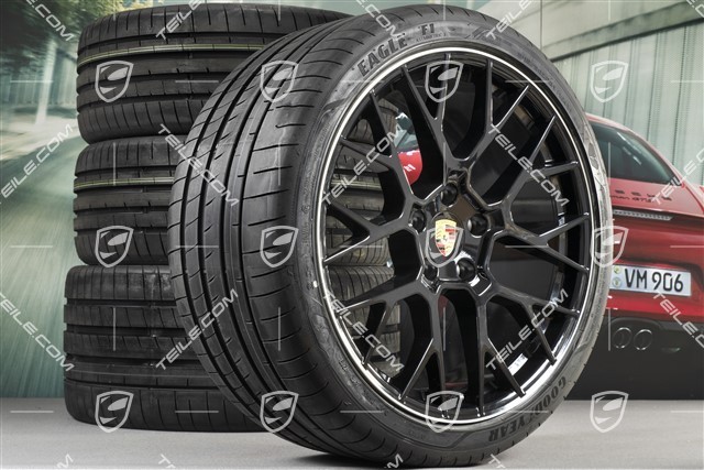20+21-inch summer wheel set RS Spyder Design, rims 8,5J x 20 ET53 + 11,5J x 21 ET67 + NEW summer tyres 245/35 R20 + 305/30 R21, with TPM, black high gloss
