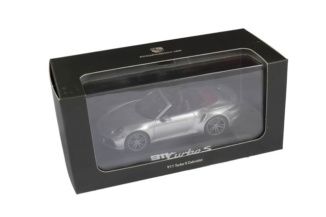 911 Turbo S Cabriolet 992, DieCast, GT silver metallic, black, red, 1:43