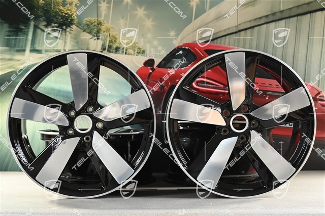 22" Macan Sport wheel set, 9J x 22 ET29 + 11J x 22 ET47, high-gloss black