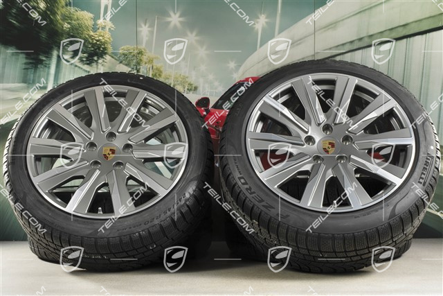 20" koła zimowe Taycan Tequipment Design, komplet, felgi 9J x 20 ET54 + 11J x 20 ET60, opony zimowe Pirelli 245/45 R20 + 285/40 R20