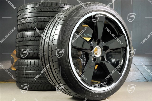 20" Sport Classic summer wheels set, black glossy, rims 9,5J x 20 ET65 + 11,5 x 20 ET63 + NEW Michelin summer tyres 255/40 ZR20 + 295/35 ZR20, without TPM