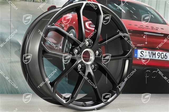 20" komplet felg 718 Cayman GT4, felgi 8,5J x 20 ET61 + 11J x 20 ET50, czarny satynowy półmat