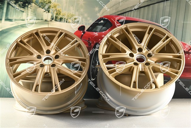 21" Komplet felg Panamera Exclusive, 9,5J x 21 ET71 + 11,5J x 21 ET69, Aurum