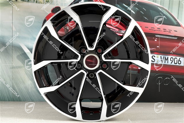 20" Felge Taycan Turbo Aero Design, 11J x 20 ET60, schwarz hochglanz mit glanzgedrehter Stirnfläche