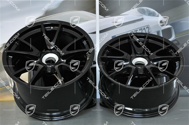 19" Komplet felg GT3 II RS 4.0 / GT2 RS, czarne, przód  9J x 19 ET47+ tył 12J x 19 ET48