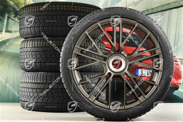 21" Panamera Turbo S Winterräder Satz, Zentralverschluss, Felgen 9,5J x 21 ET71 + 10,5J x 21 ET71 + Continental Winter Contact TS860 S Winterreifen 275/35 R21 + 315/30 R21, Turbonit