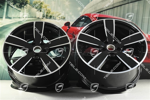 22-inch Cayenne Coupé wheel rim set Sport Classic, wheel rims 10J x 22 ET48 + 11,5J x 22 ET52, black high gloss