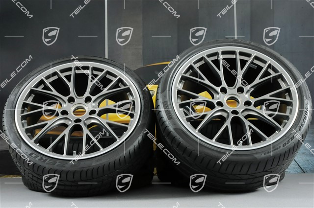 20" Sommerräder Satz RS SPYDER Design, Felgen 8,5J x 20 ET49 + 11,5J x 20 ET56 + Sommerreifen 245/35 R20 + 305/30 R20, in Platinum (seidenglanz)