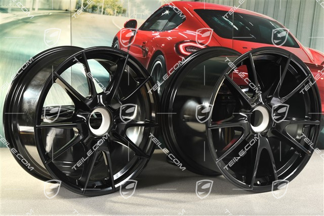 19" GT3 II Komplet felg, przód 8,5J x 19 ET53 + tył 12J x 19 ET63, czarny wysoki połysk
