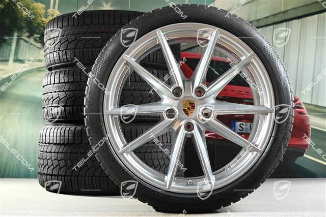 20"+21" Carrera S Winterräder Satz, Felgen 8,5J x 20 ET53 + 11J x 21 ET66 + Continental Winterreifen 245/35 R20 + 295/30 R21, mit RDK-Sensoren