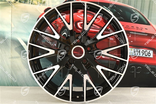 21" Komplet felg Panamera Exclusive Design, 9,5J x 21 ET71 + 11,5J x 21 ET69, czarny wysoki połysk
