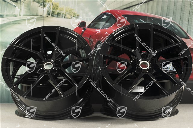 20-inch wheel rim set Macan S, 9J x 20 ET26 + 10J x 20 ET19, black high gloss