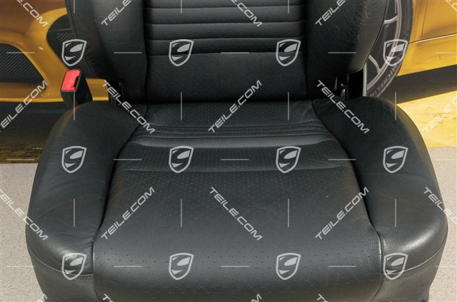 Seat, manual adjustable, leather/Leatherette, Black, damage, L