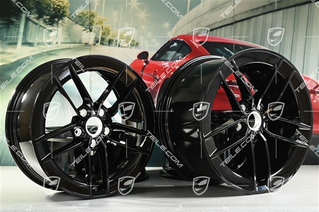 20"+21" Carrera Exclusive Design Felgensatz, Felgen 8,5J x 20 ET50 + 11,5J x 21 ET79, schwarz hochglanz