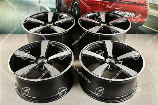 20+21-inch wheel rim set Turbo Exclusive Design, rims: front 9,5J x 20 ET44 + hinten 12J x 21 ET70 in black satin-mat