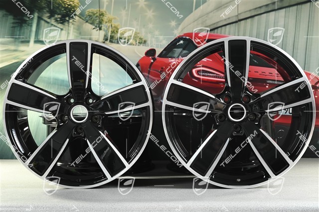 22" Cayenne Coupé komplet felg Sport Classic, felgi 10J x 22 ET48 + 11,5J x 22 ET52, czarny wysoki połysk