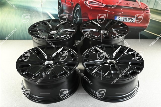 20" komplet felg Turbo S Aero Design, 9J x 20 ET54 + 11J x 20 ET60, czarny satynowy mat