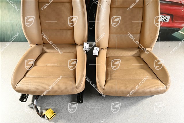Seats, electrically adjustable, leatherette, beige, set  (L+R)