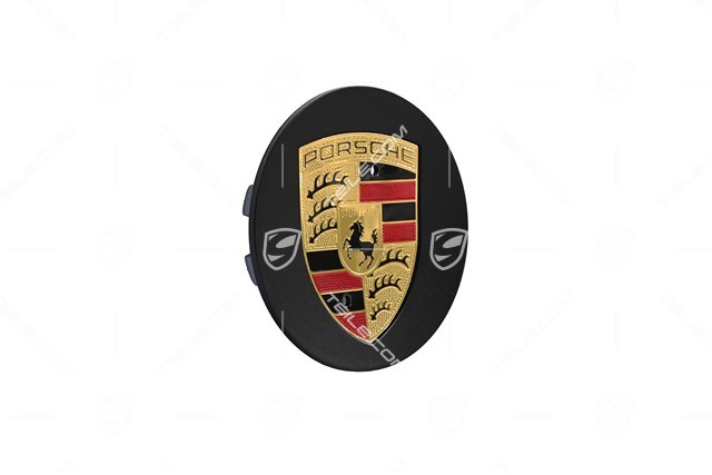 Center cap set, concave, coloured crest, black satin mat