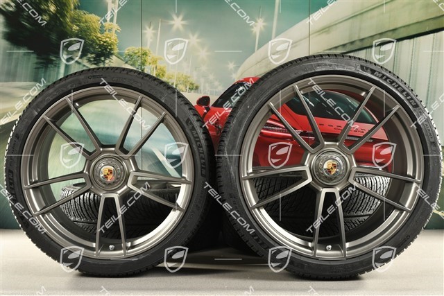 20/21-inch Turbo S winter wheel set, central lock wheel rims 8,5J x 20 ET40 + 11J x 21 ET66 + NEW Michelin winter tyres 245/35 R20 + 305/30 R21, platinum satin matt