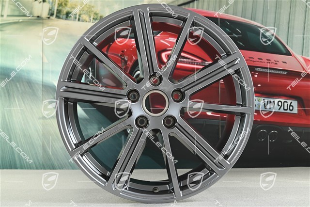 20" Komplet felg Panamera Turbo, 9,5J x 20 ET71 + 10,5J x 20 ET71, Adamantium