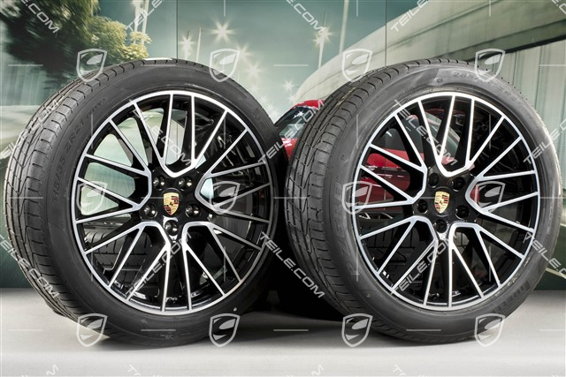 21" koła letnie Cayenne RS Spyder, komplet, felgi 9,5J x 21 ET46 + 11,0J x 21 ET58 + opony letnie Pirelli P Zero 285/40 R21 + 315/35 R21, z czujnikami ciśnienia, EXCLUSIVE