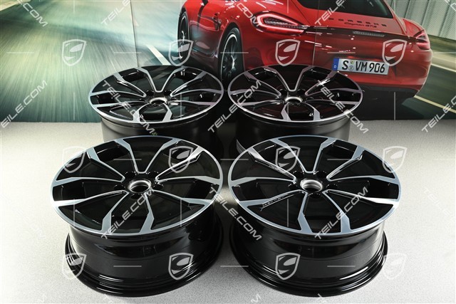 20" Felgensatz Turbo Aero Design, 9J x 20 ET54 + 11J x 20 ET60, schwarz hochglanz mit glanzgedrehter Stirnf