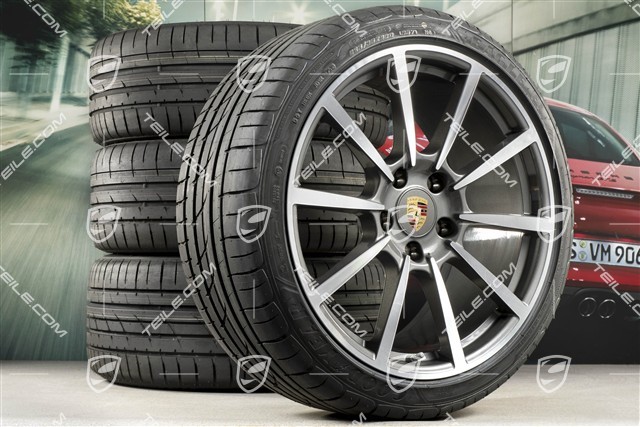 20" Carrera Classic Sommerräder Satz, Felgen 8J x 20 ET57 + 10J x 20 ET45 + NEUE GoodYear Sommerreifen 235/35 ZR20 + 265/35 ZR20, mit RDK-Sensoren