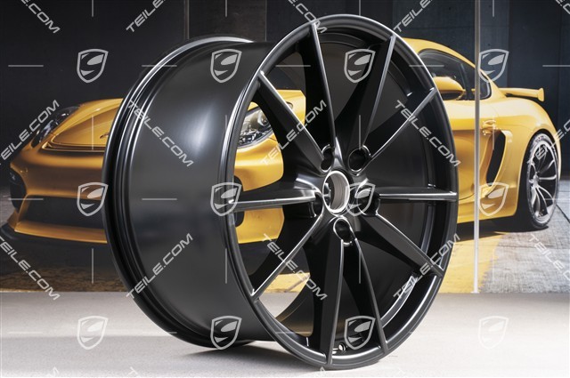 20+21" Felgensatz Carrera S, Felgen: vorne 8,5Jx20 ET53 + hinten 11J x 21 ET66 in Schwarz Seidenmatt