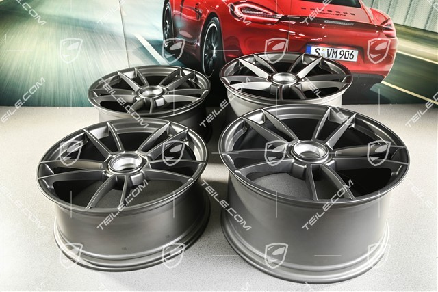 20+21-inch wheel rim set Turbo S, rims: front 8,5J x 20 ET40 + rear 11J x 21 ET66, Platinum satin matt