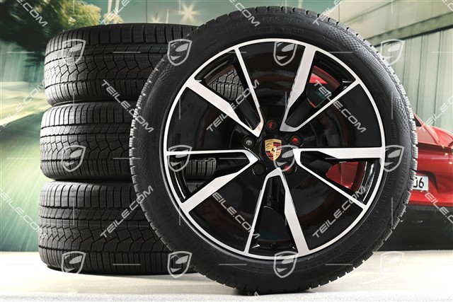21" Koła zimowe Turbo, komplet, felgi 8,5J x 21 ET27 + 10,5J x 21 ET47 + opony zimowe Continental 255/45 R21 + 285/40 R21, czarny wysoki połysk