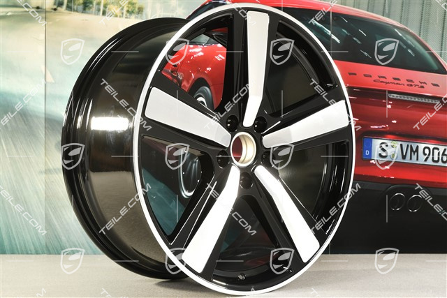 22" Komplet felg Cayenne Coupe Exclusive Design Sport, 10J x 22 ET48 +11,5J x 22 ET52, czarny wysoki połysk