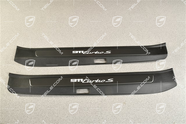 Schwellerleiste / Einstiegleiste - Blende mit Schriftzug Turbo S, Carbon Beleuchtet, Satz L+R