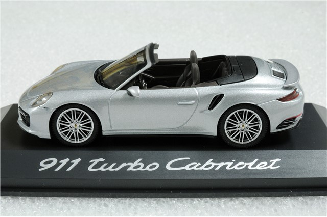 911 Turbo Cabriolet 991 II, rhodium silver metallic, saddle brown/black, 1:43