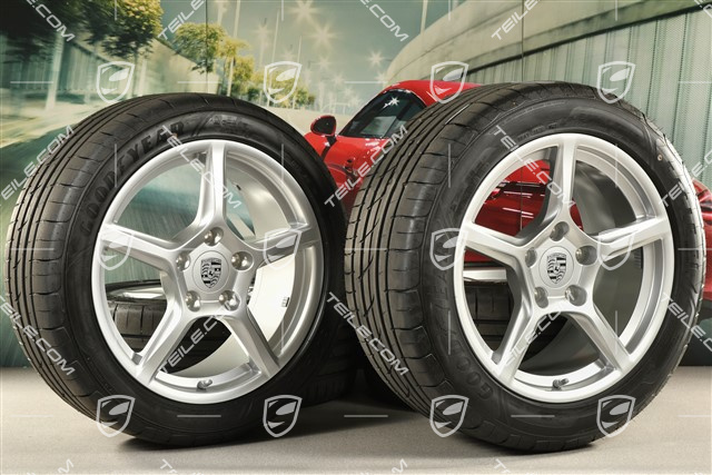 18" Boxster IV summer wheels set, rims 8J x 18 ET57 + 9,5J x 18 ET49,  Good Year  Eagle F1 summer tires 235/45 R18 + 265/45 R18