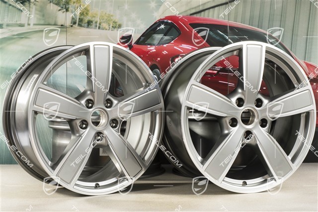 20" Felgensatz Cayenne Sport Classic Komfort, 9J x 20 ET50 + 10,5J x 20 ET55, Platinsilber