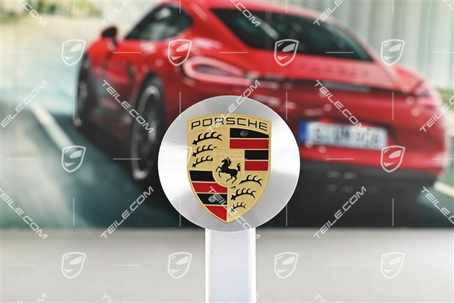 Radzierdeckel, konkav, farbiges Wappen, Aluminium gedreht