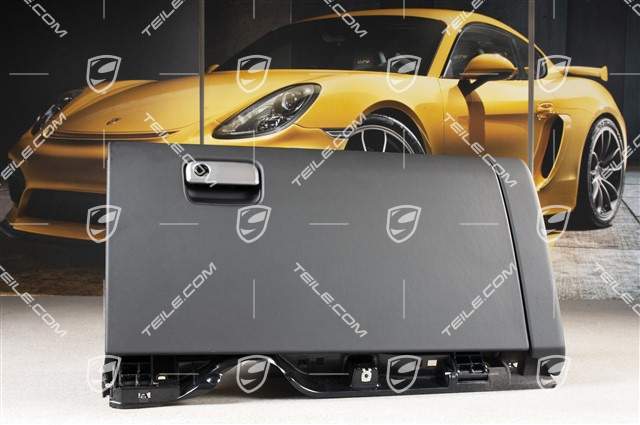 Storage / Glove compartment, leather, black, LHD