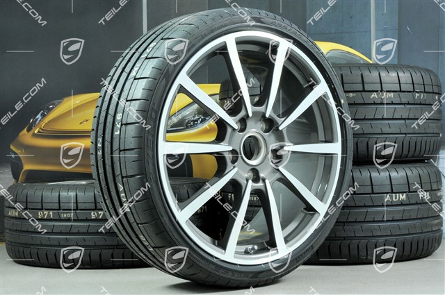 20" Carrera Classic Sommerräder Satz, Felgen 8J x 20 ET57 + 10J x 20 ET45 + Pirelli Sommerreifen 235/35 ZR20 + 265/35 ZR20, mit RDK-Sensoren