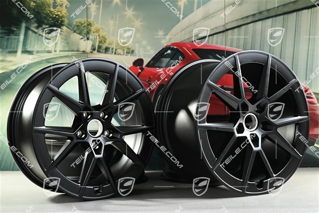 20+21-inch Carrera S wheel rim set, 8,5J x20 ET50 + 11,5J x 21 ET79, black satin matt