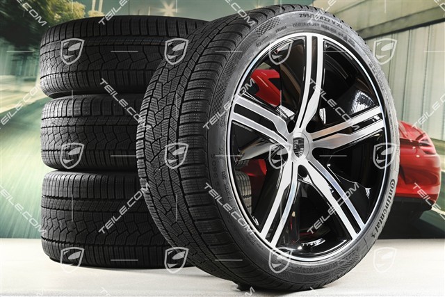 22-inch Macan Exclusive Design winter wheel set, rims 9J x 22 ET29 + 11J x 22 ET47 + Continental winter tyres 255/40 R22 + 295/35 R22, black