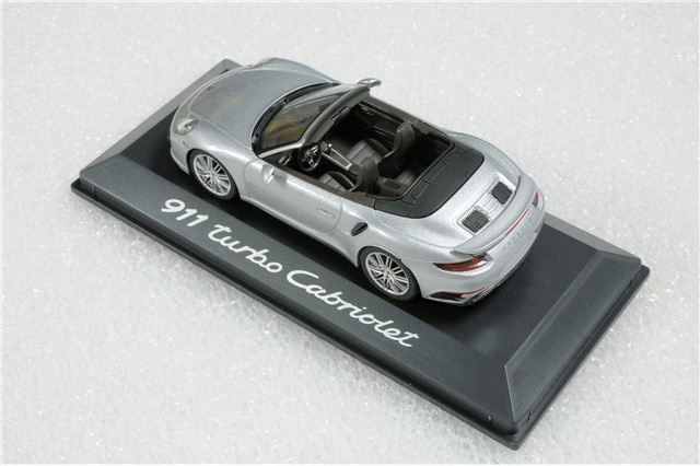 911 Turbo Cabriolet 991 II, rhodium silver metallic, saddle brown/black, 1:43