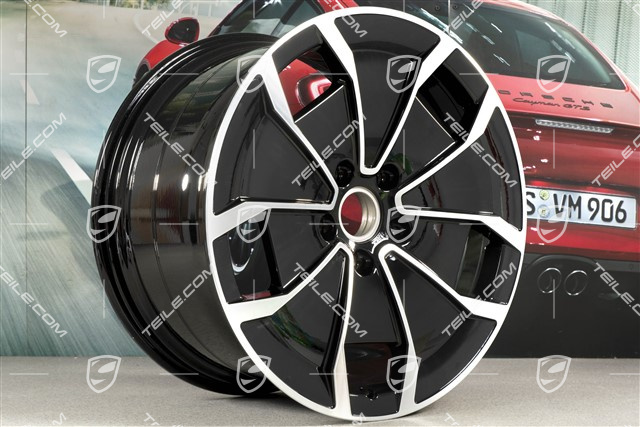 20" Felge Taycan Turbo Aero Design, 11J x 20 ET60, schwarz hochglanz mit glanzgedrehter Stirnfläche