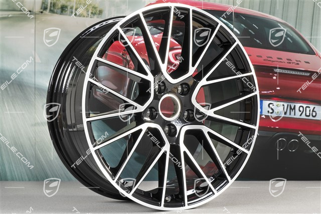 21" Komplet felg Cayenne RS Spyder, 11J x 21 ET49 + 9,5J x 21 ET46, do Cayenne Coupé, czarny wysoki połysk