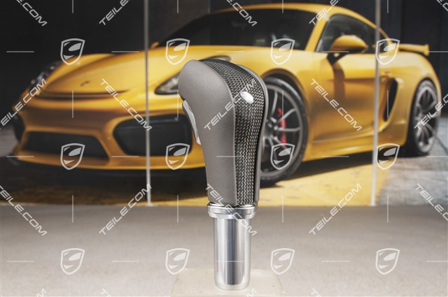 Schaltknopf Carbon, Tiptronic, Leder, Achatgrau