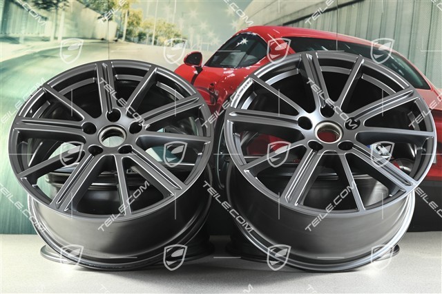 20" Komplet felg Panamera Turbo, 9,5J x 20 ET71 + 10,5J x 20 ET71, Adamantium