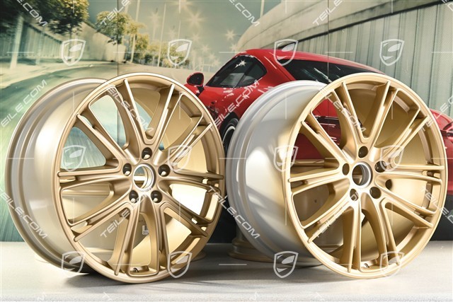 21-inch wheel rim set Panamera Exclusive, 9,5J x 21 ET71 + 11,5J x 21 ET69, Aurum
