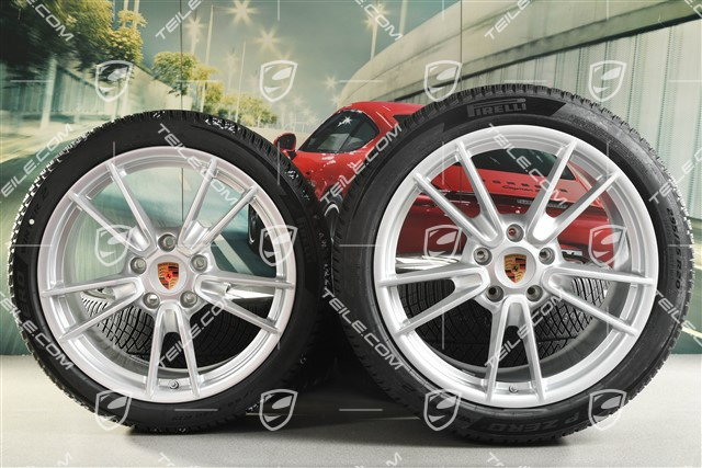 19"+20" Carrera Winterrädersatz, Felgen 8,5J x 19 ET52 + 11J x 20 ET80 + Pirelli Winterreifen 235/40 R19 + 295/35 R20, mit RDK-Sensoren, Brilliantsilber