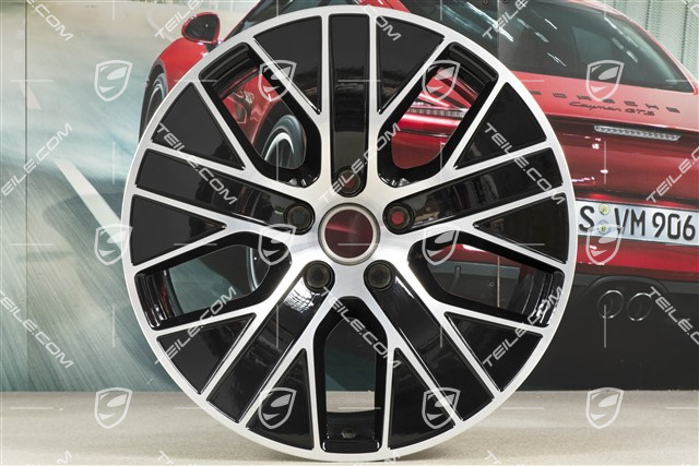 20" Felga Taycan Turbo Aero, 11J x 20 ET60, czarny wysoki połysk + frezowana powierzchnia