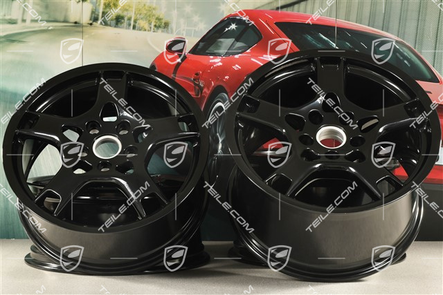 19" Komplet felg Carrera S, 8J x 19 ET57 + 11J x 19 ET51, czarny wysoki połysk